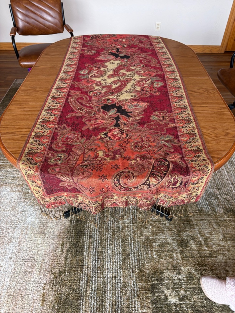 Red Paisley Table Runner - Home Dining